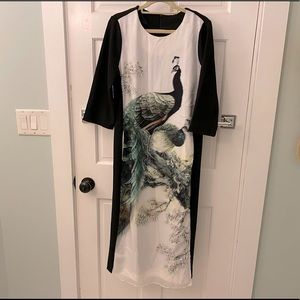 Women artistic print midi dress